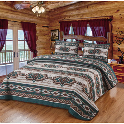 Desert Sage Southwestern Native Geometric Tribal Print Rustic Country Decorative Quilt Bedding Set