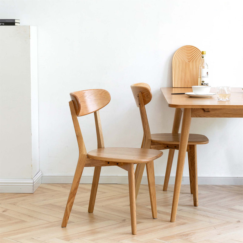 Ensemble de 2 chaises de salle à manger en chêne massif, en bois de qualité FAS, confortable et durable pour divers environnements, 46,5 x 54 x 80 cm