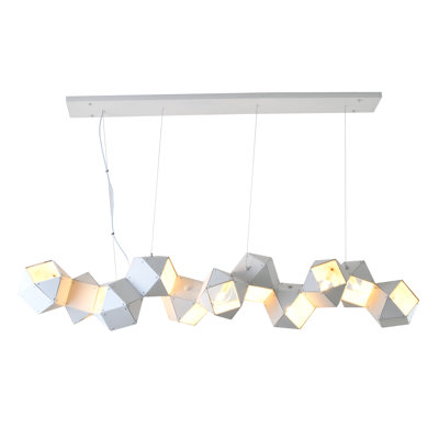 Transitional 11 Light Geometric Block Chandelier