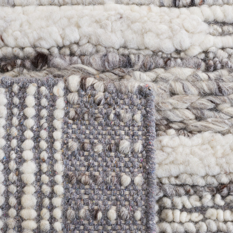 Laniyia Hand Woven Wool/Cotton Abstract Rug in Gray/Ivory, Rectangle 5' x 8'