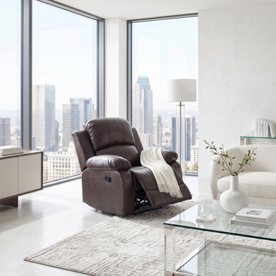 Warmora Brown Vegan Leather Manual Recling Chair