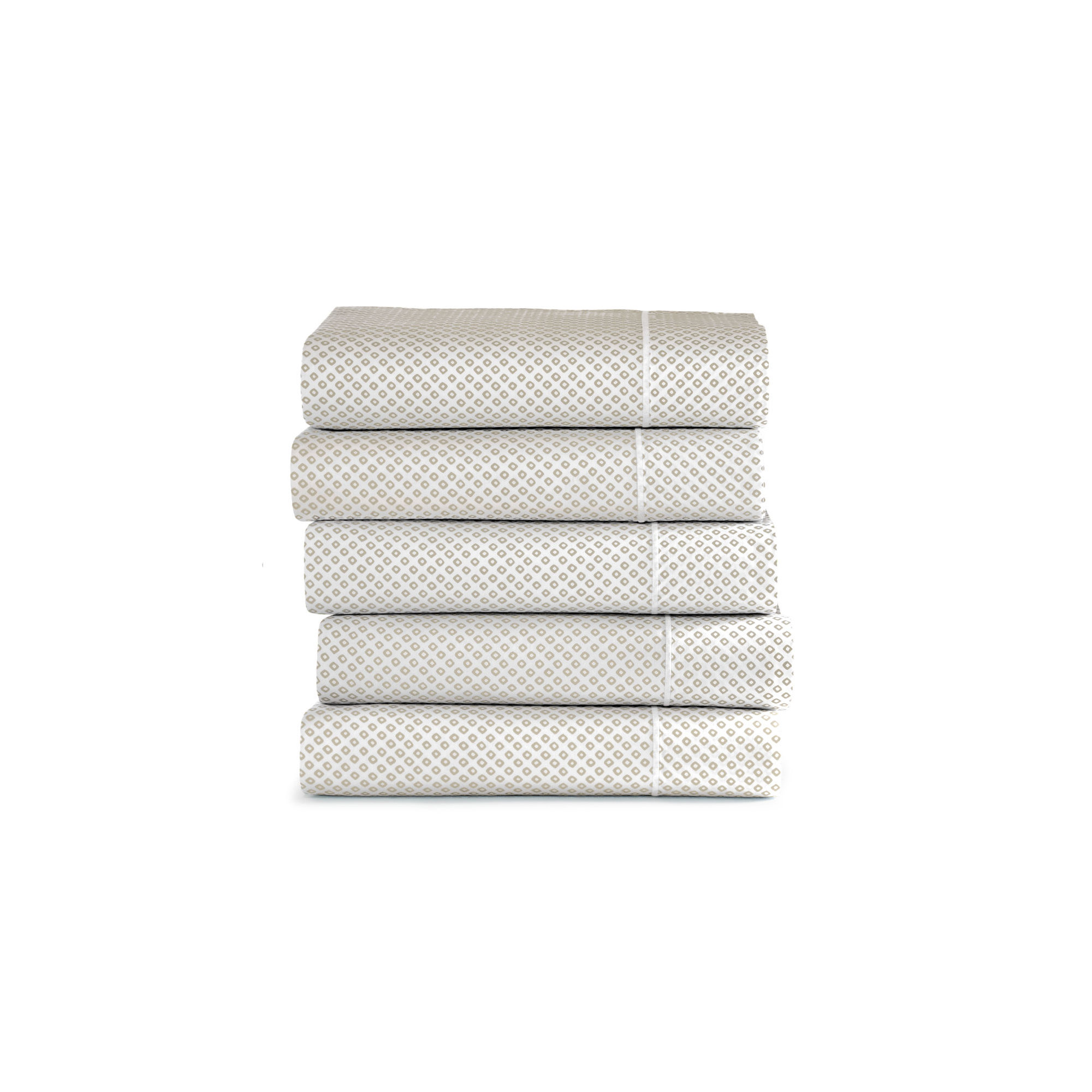 Emma 300 Thread Count Geometric 100% Cotton Flat Sheet, Queen, Linen