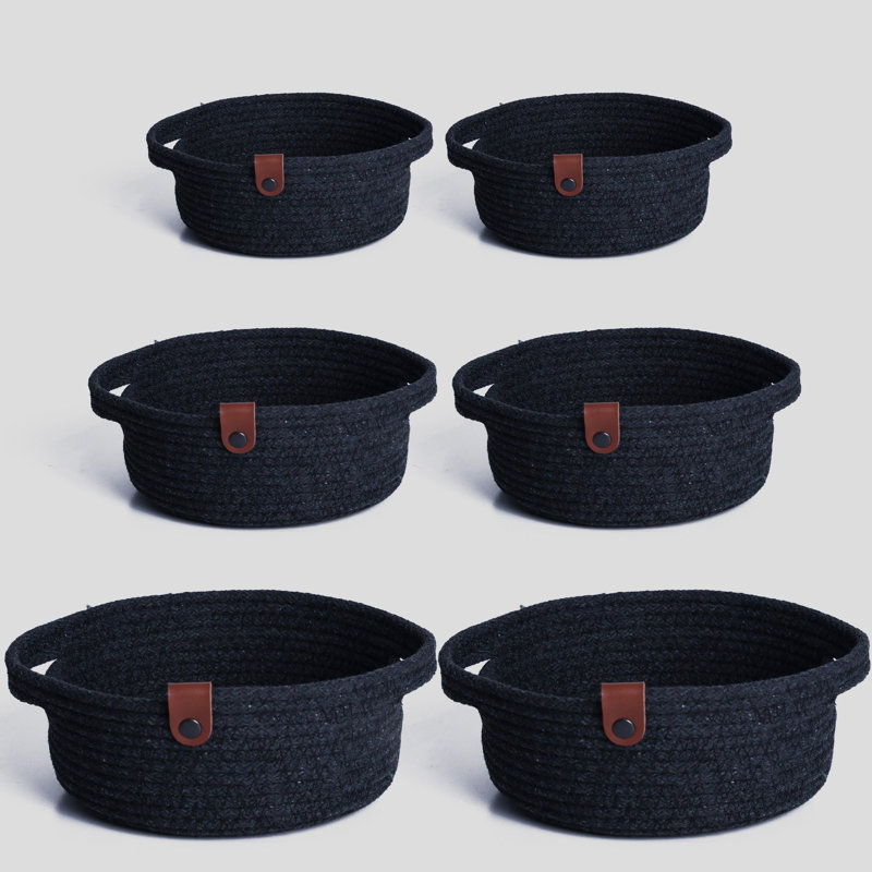Ebern Designs Cotton Decorative Basket, Black