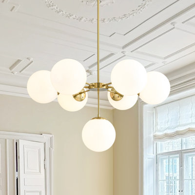 Lustre à 7 lumières avec abat-jour sphérique Delacroy