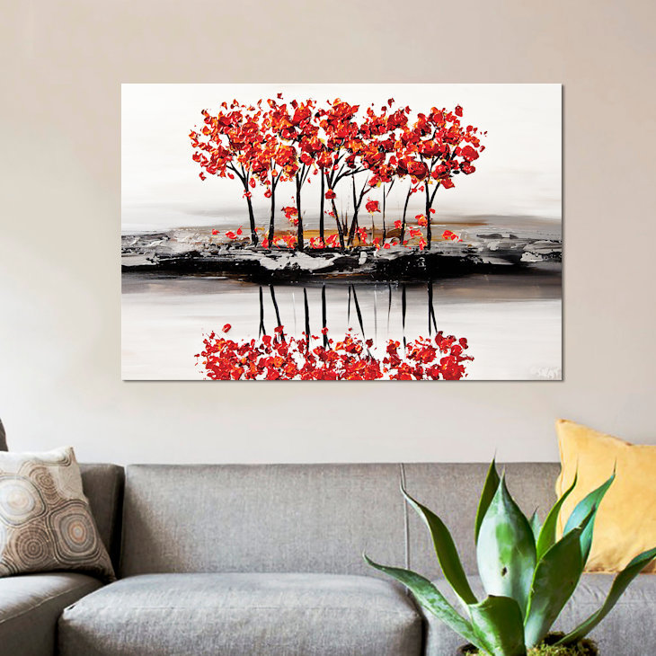« red fleur », impression sur toile, H 12 po x l 18 po x P 1,5 po, Toile tendue