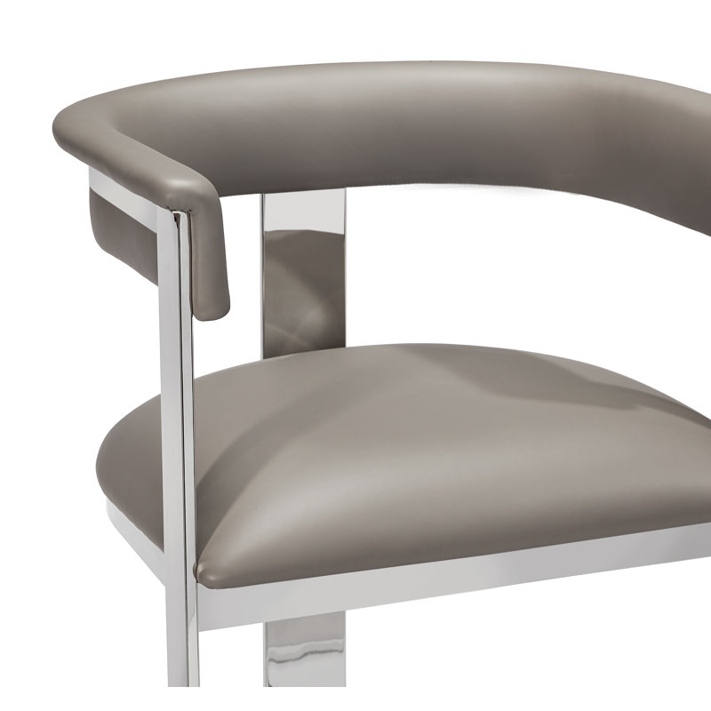 Darcy Upholstered Counter Stool with Metal Frame, Horizon Gray, Polished Nickel, Counter Stool (26" Seat Height)