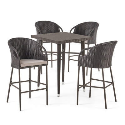 Ching Outdoor 5 Piece Bar Height Dining Set with Cushions by Wrought Studio