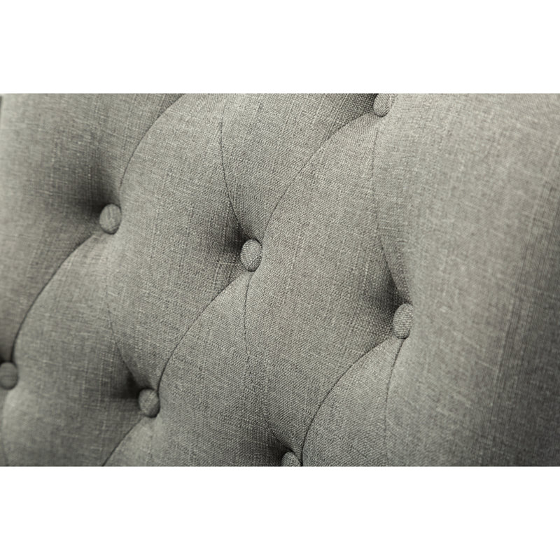 2 chaises de jardin à oreilles en bois massif gris avec boutons, Grey