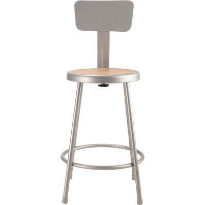 Heavy Duty Steel Stool With Backrest by National Public Seating