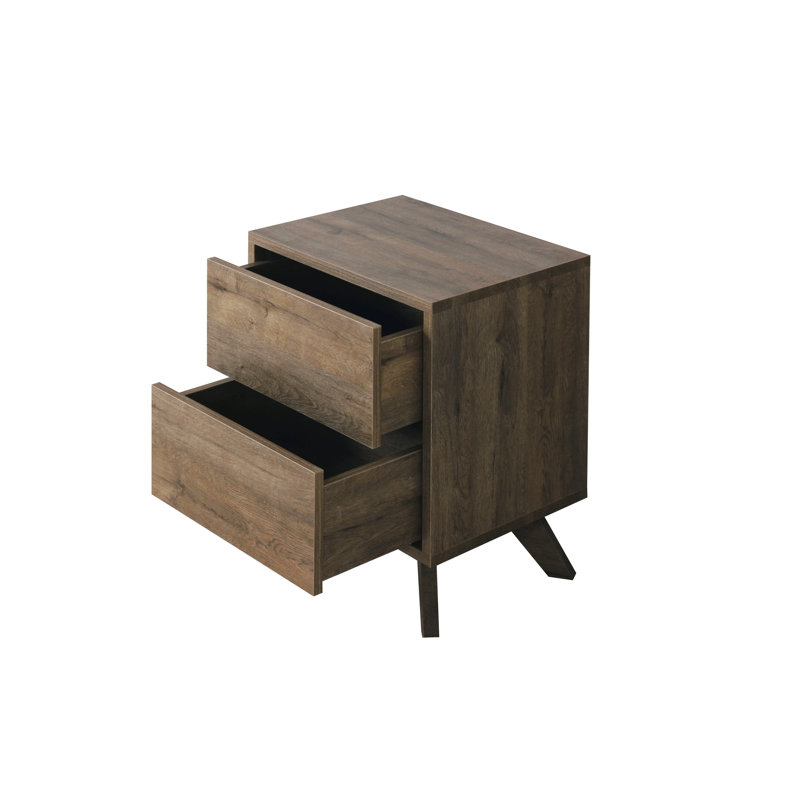 48cm W Manufactured Wood Bedside Table, Distressed Oak