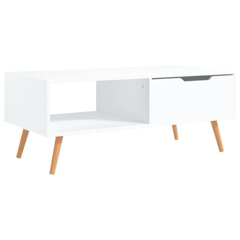 Jakylie Manufactured Wood Frame Single Coffee Table with Storage, White