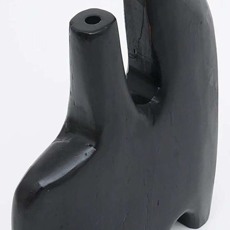 Vase | Vase décoratif en bois récupéré | Décoration de maison noire rustique | 12 x 3 x 17 po