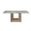 Dining Table With Faux Marble Top And Large Angle Cut Base-1455330502
