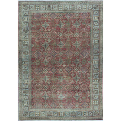 Tapis rouille et bleu clair noué à la main de haute qualité