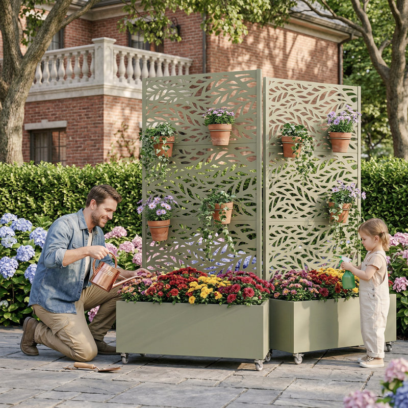 Boîte à fleurs d'extérieur avec roues, Gris olive