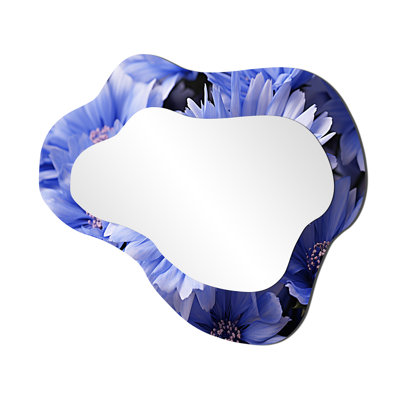 Renner Cornflowers Field II - Cornflowers Asymmetrical Wall Mirror, Blue Cloud Decorative Mirror, Printed Metal Art