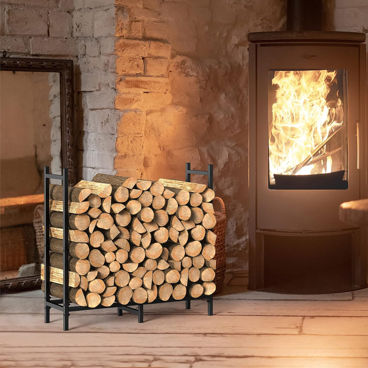 17 Stories Outdoor Indoor Firewood Rack For Fireplace Wood Storage ...