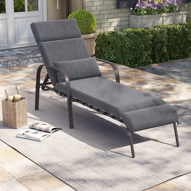 Chaise longue inclinable avec coussins 63,32 po Eva-Rose, Gris foncé
