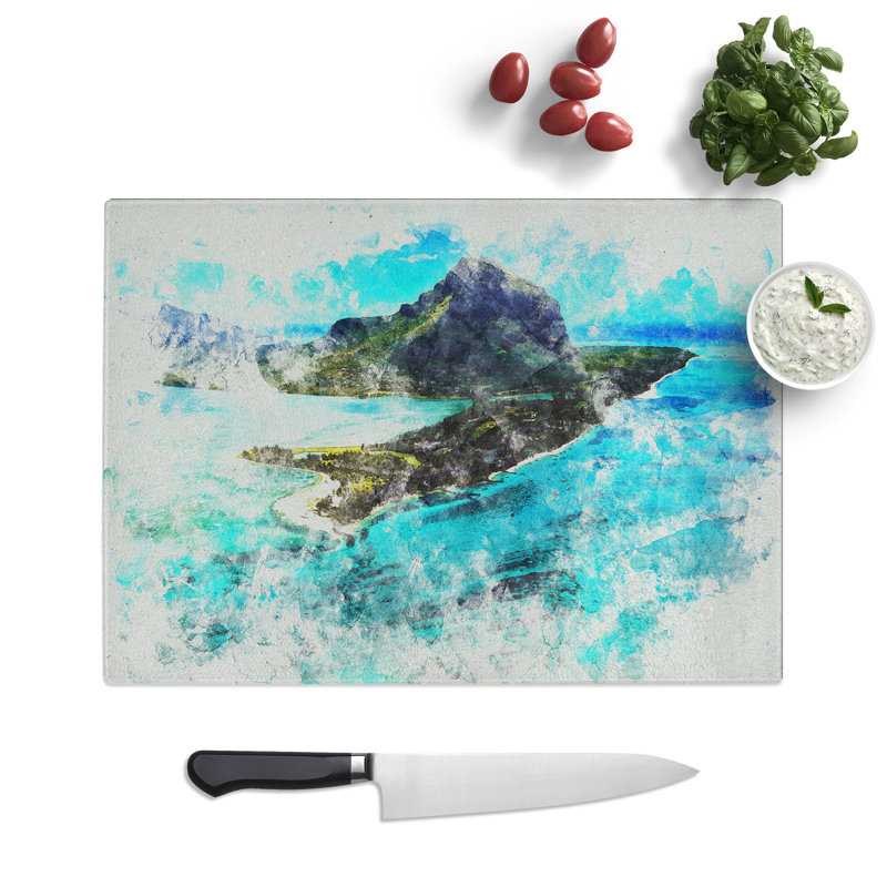 View of Mauritius Chopping Board, 28.5cm W x 39cm L