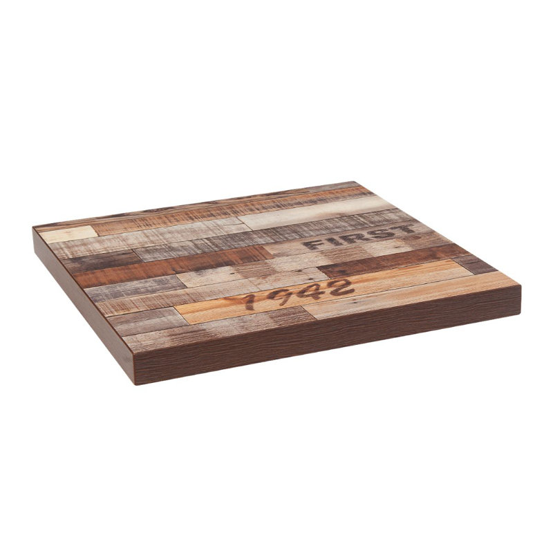 Plateau de table en mélamine, H 2 po x L 24 po x l 24 po, Brun