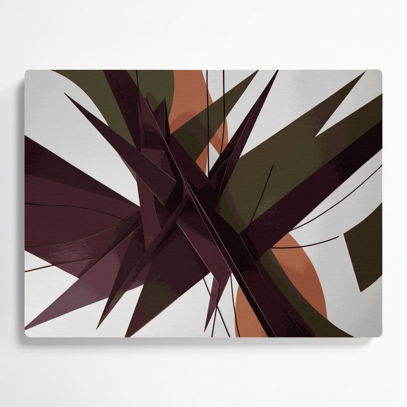 «Geometric Abstraction 61», art mural en métal brun, H 11 po x l 14 po