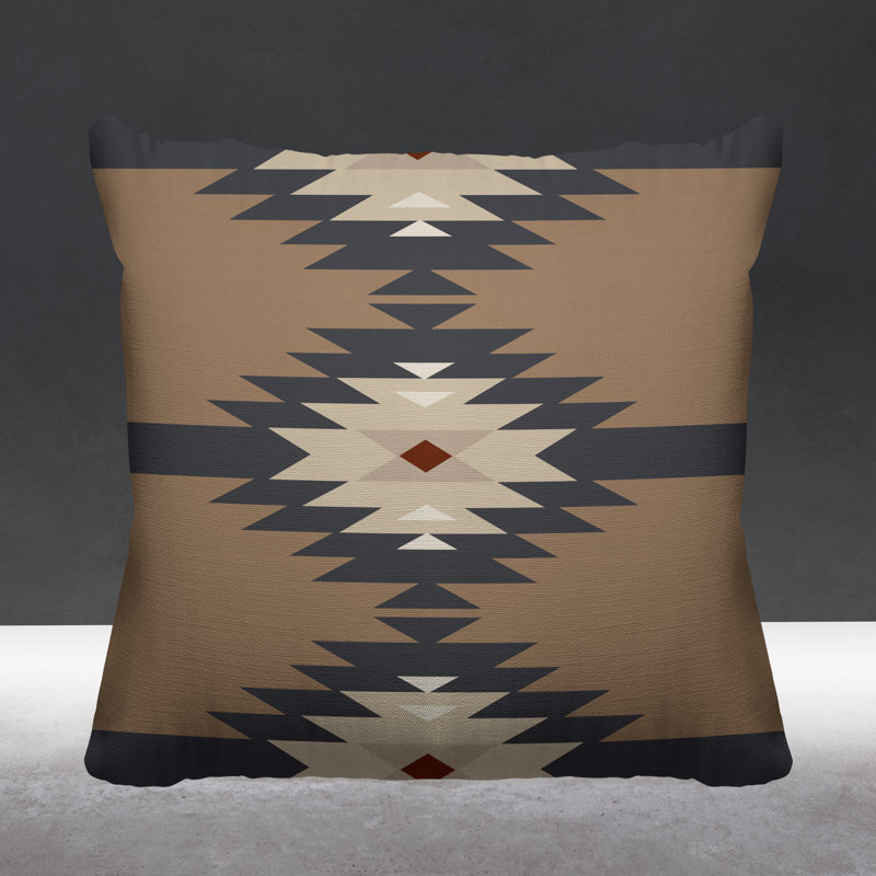 Coussin décoratif intérieur / extérieur Onida Southwestern, L 15 po x H 15 po, Beige