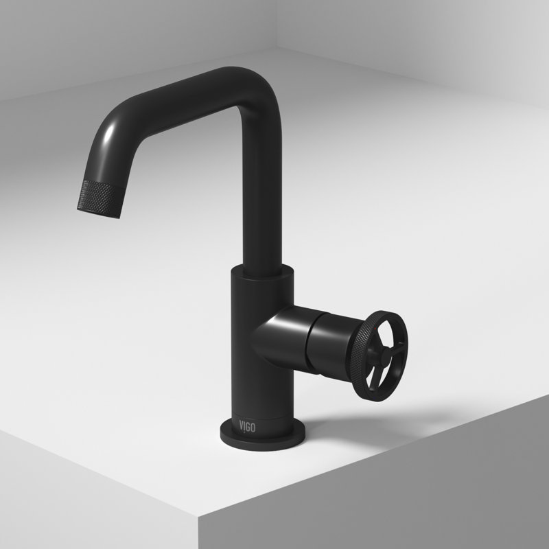 Robinet pour salle de bain à un trou à poignée simple H 9 po Cass, Noir mat