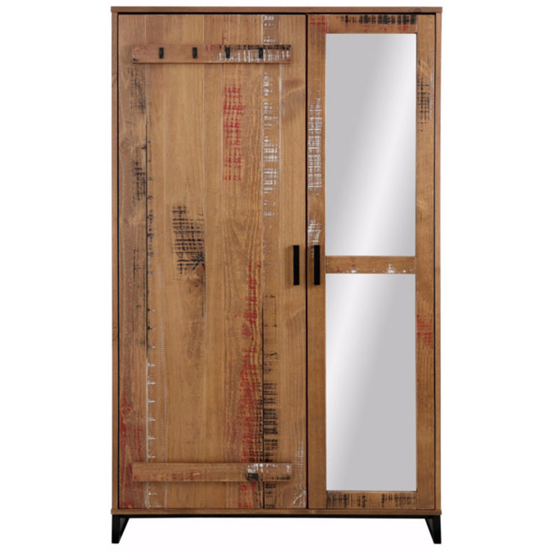 Fallon 2 Door Solid Wood Wardrobe, Brown
