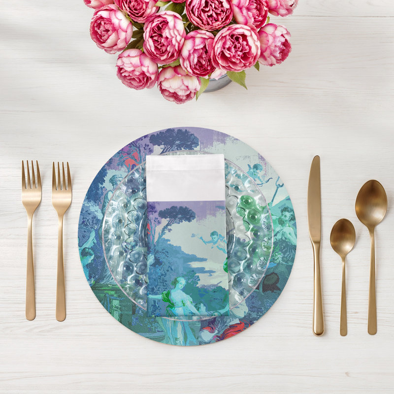 Serviettes de table en satin de coton Chypre, Cyan