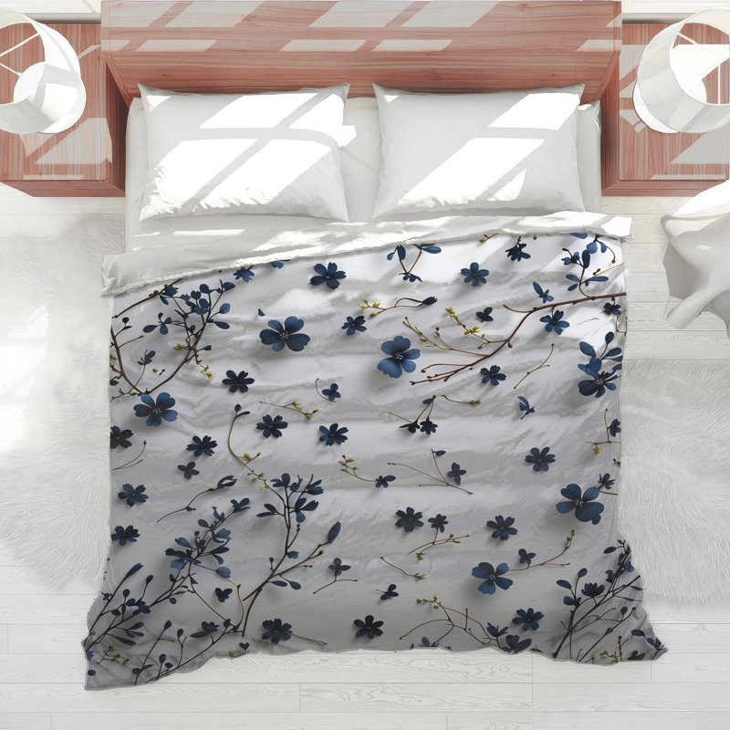 Édredon floral de style scandinave, Grand lit