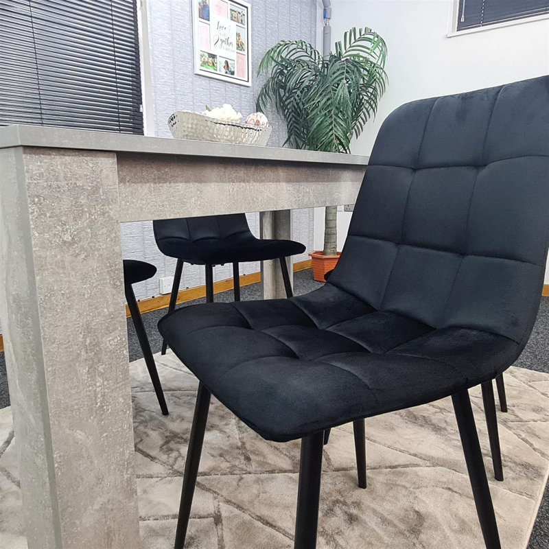 Amiela 6 - Person Dining Set, 75cm H x 140cm W x 80cm D, 7 Pieces: Table,6 Chairs, Black