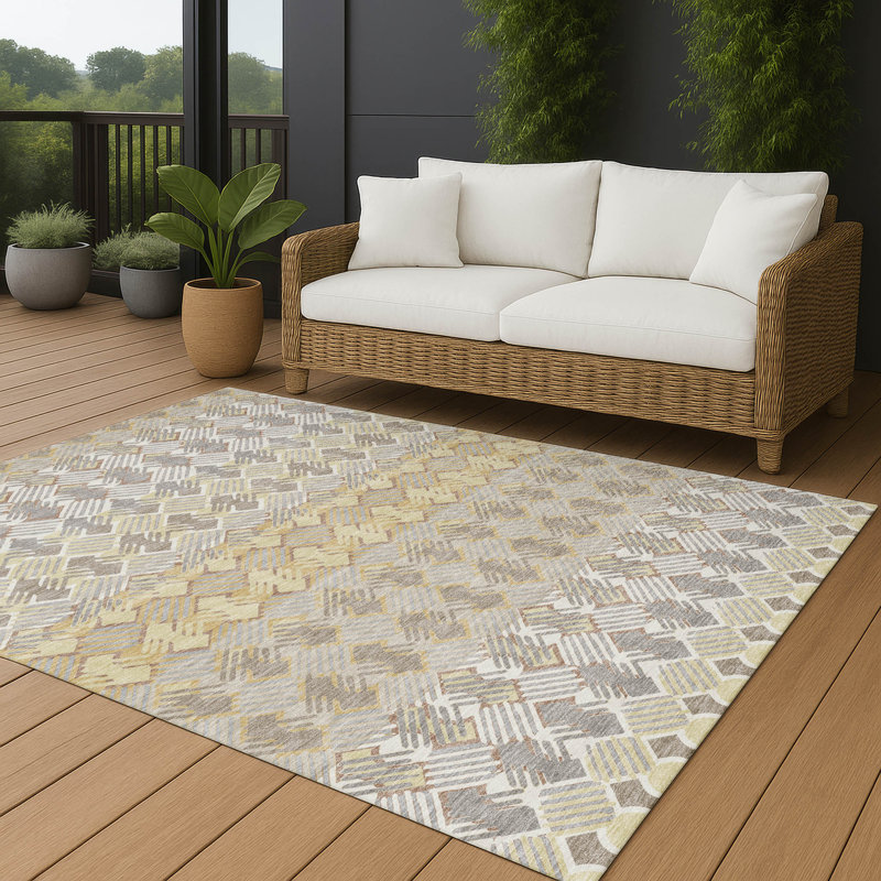 Tapis intérieur / extérieur lavable à la machine Chantille ACN2773, Blé, 9 pi x 12 pi