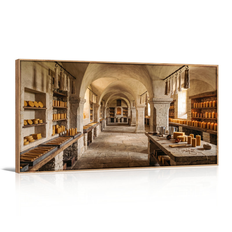 Ensemble de 1 tableau sur toile représentant une cave à fromage, L 40 po x H 20 po, Naturel