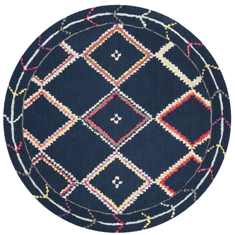 Derose Hand Tufted Wool Southwestern Rug, Round 5'