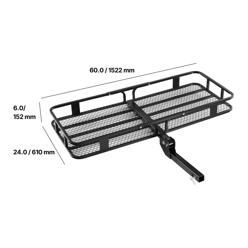 Porte-bagages d'attelage pliable 500 lb avec filet