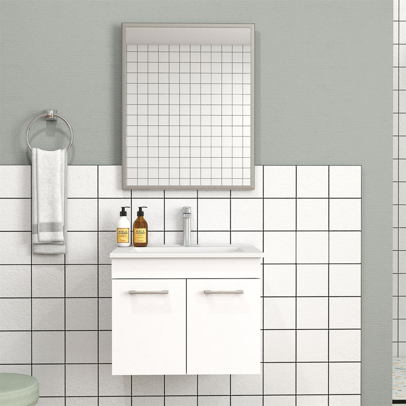 24-Inch Bathroom Vanity With Sink And Mirror Combo