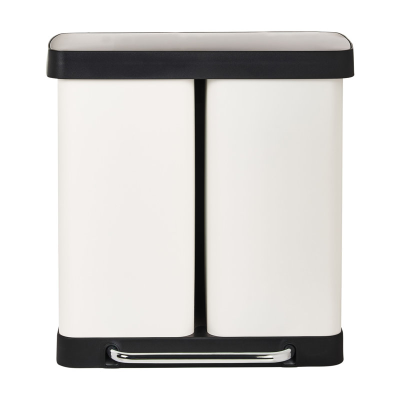 Double Pedal Waste Bin 60 L ECOSORT Metal, White/Black
