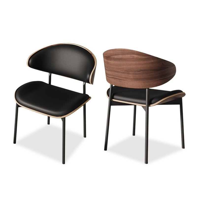 Black Solid back side Chair(Set of 2)
