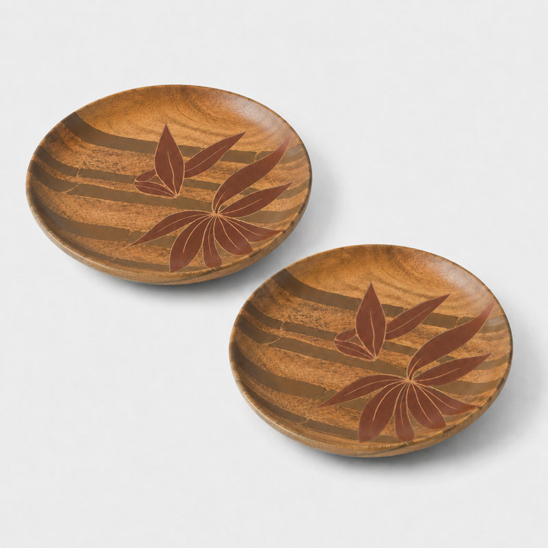 Assiettes en bois d'acacia peintes à la main Bamboo Grove