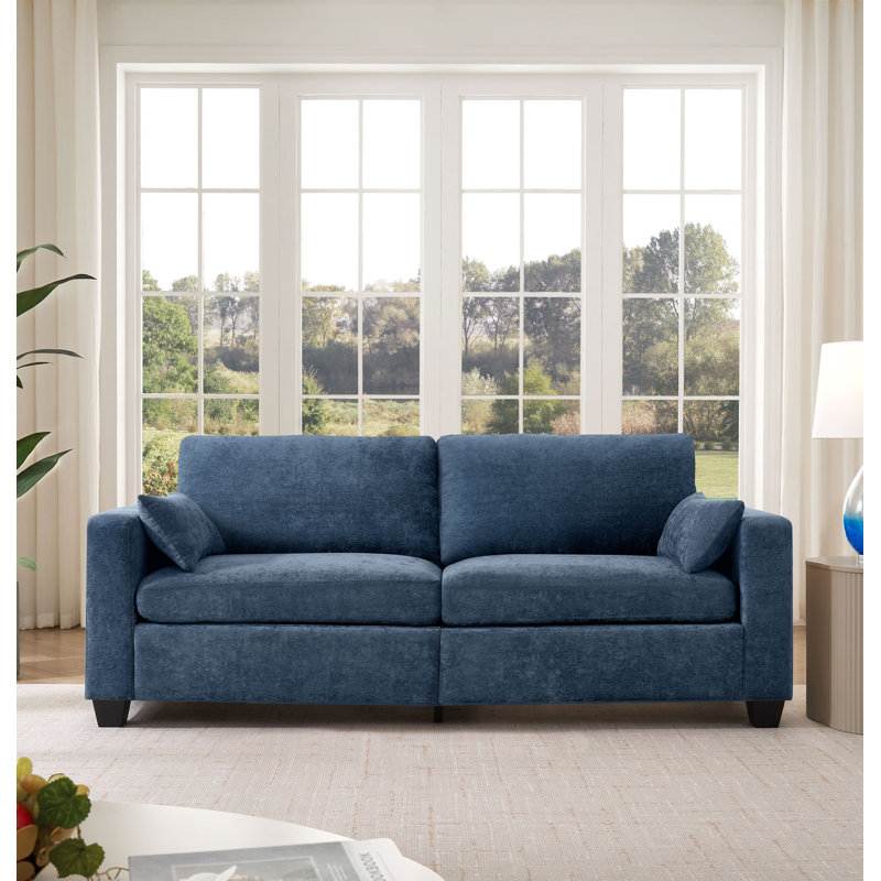 79" Chenille Sofa Couches For Living Room, 3Seater Sofa With 2 Pillows, Comfy Modern Oversized Loveseat With Medium Firm Cushions For Small Spaces, Apartment
