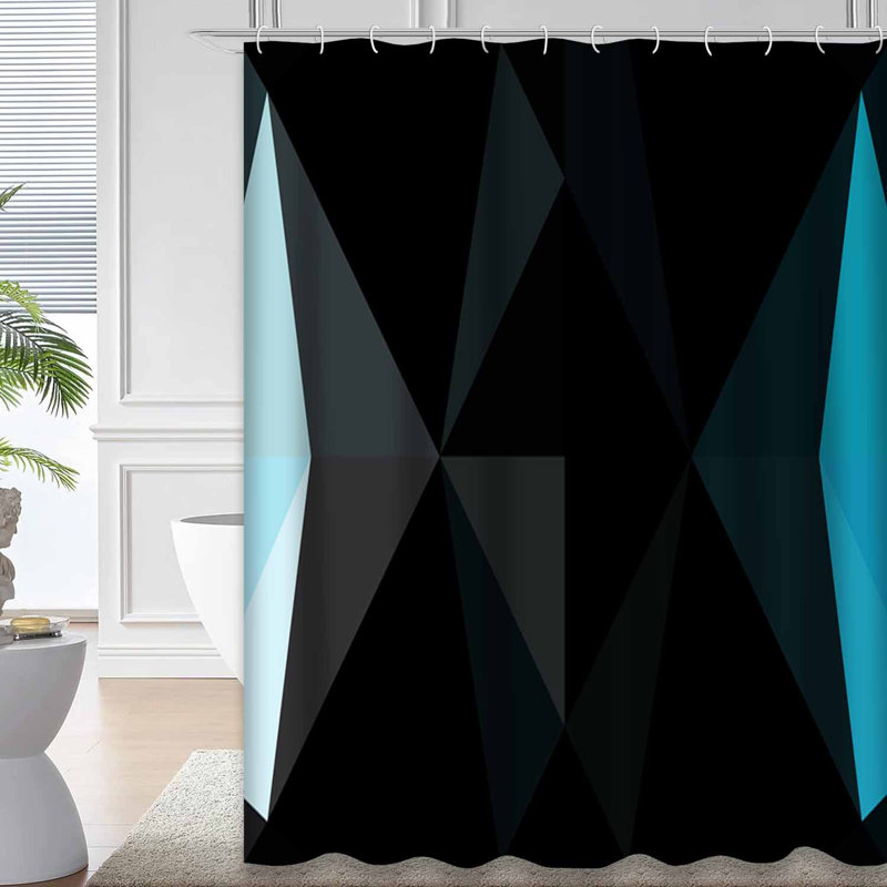 Rideau de douche hexagonal clair en mosaïque géométrique avec 12 crochets, L 72 po x l 84 po