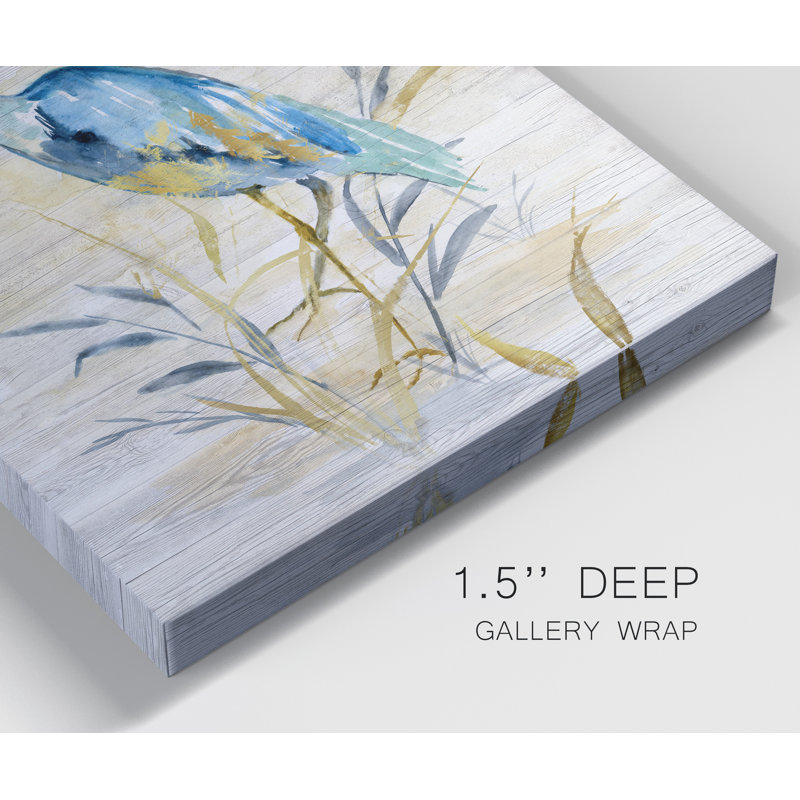 Blue Heron II - reproduction d'art, H 12 po x l 8 po x P 1,5 po, Toile tendue, Pas de tapis