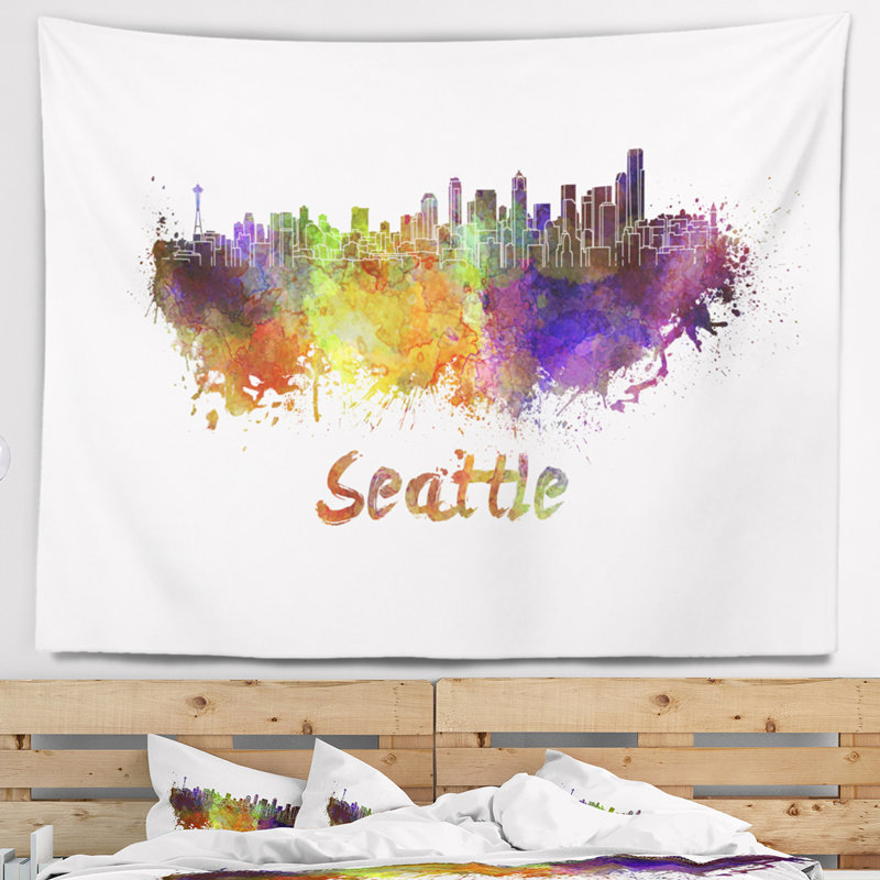Seattle skyline tapisserie Cityscape, H 32 po x l 39 po