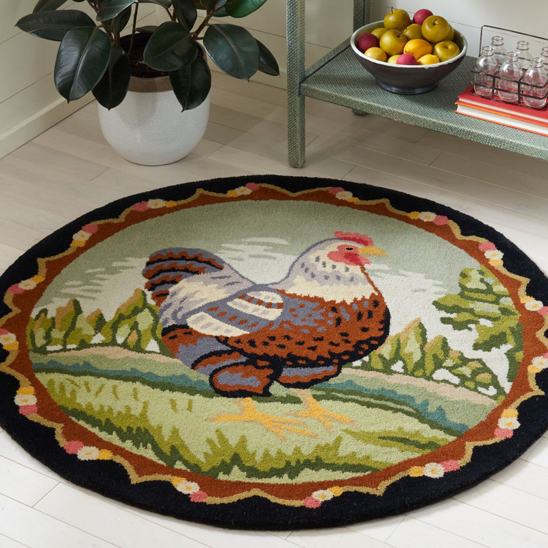 Novelty Hand Tufted Wool Rug, Round 3'