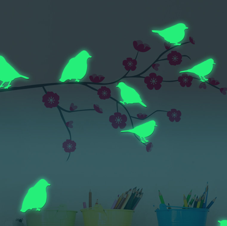 Bird Glow in Dark Wall Sticker Set