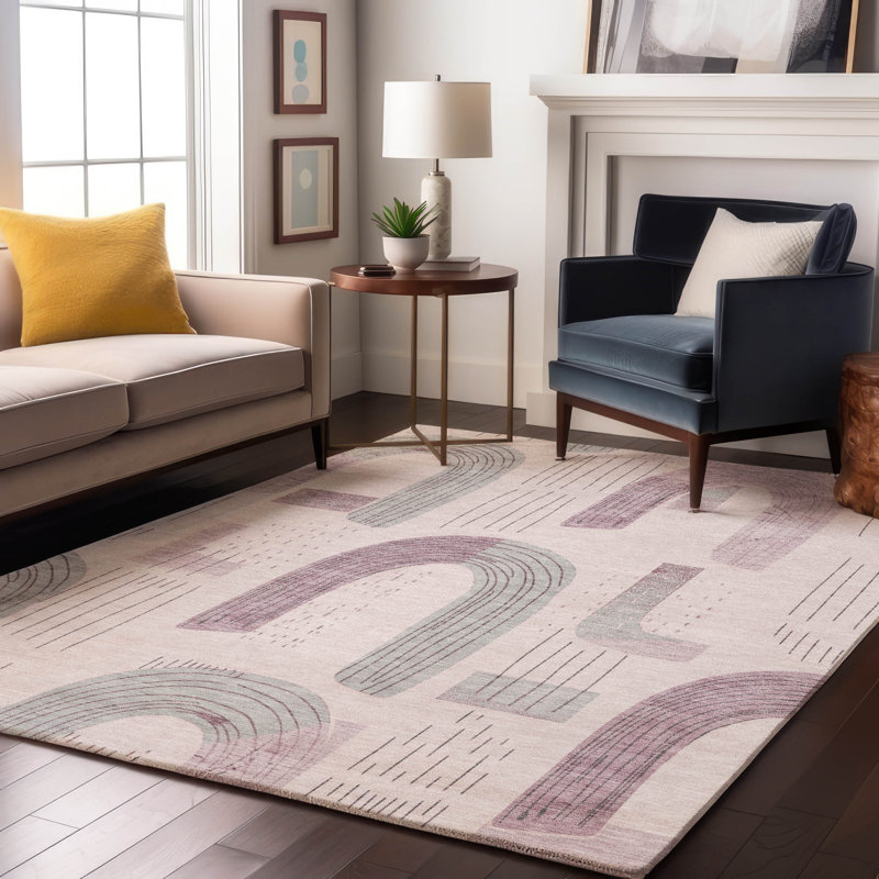 Premium Machine Washable Mehara AMF1698 Geometric Rug, Rectangle 8' x 10'