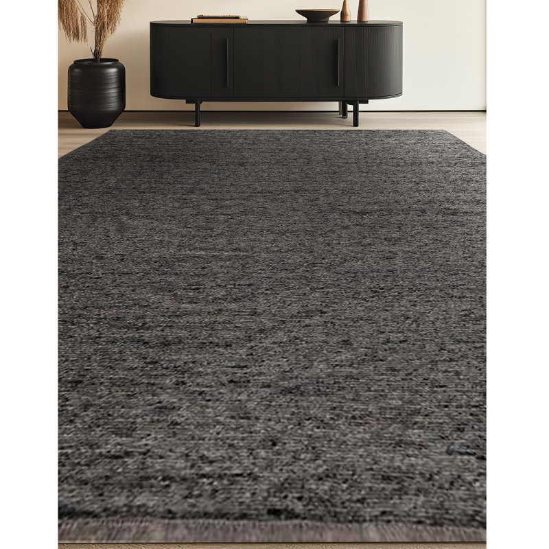 Wool Area Rug in Dark Gray, Rectangle 12' x 15'