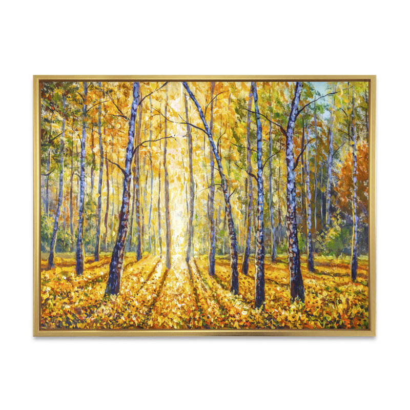 «Path To The Birch Forest IV», reproduction encadrée sur toile, H 24 po x l 36 po x P 1 po, Cadre flottant doré