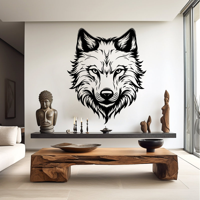 Wolf head wall decal, 17" x 21"