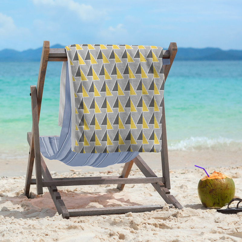 Serviette de plage à flèches changeées, Jaune/gris